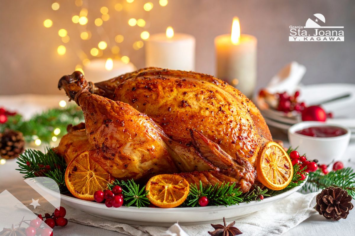 Peru de natal recheado com farofa de ovos da granja santa joana