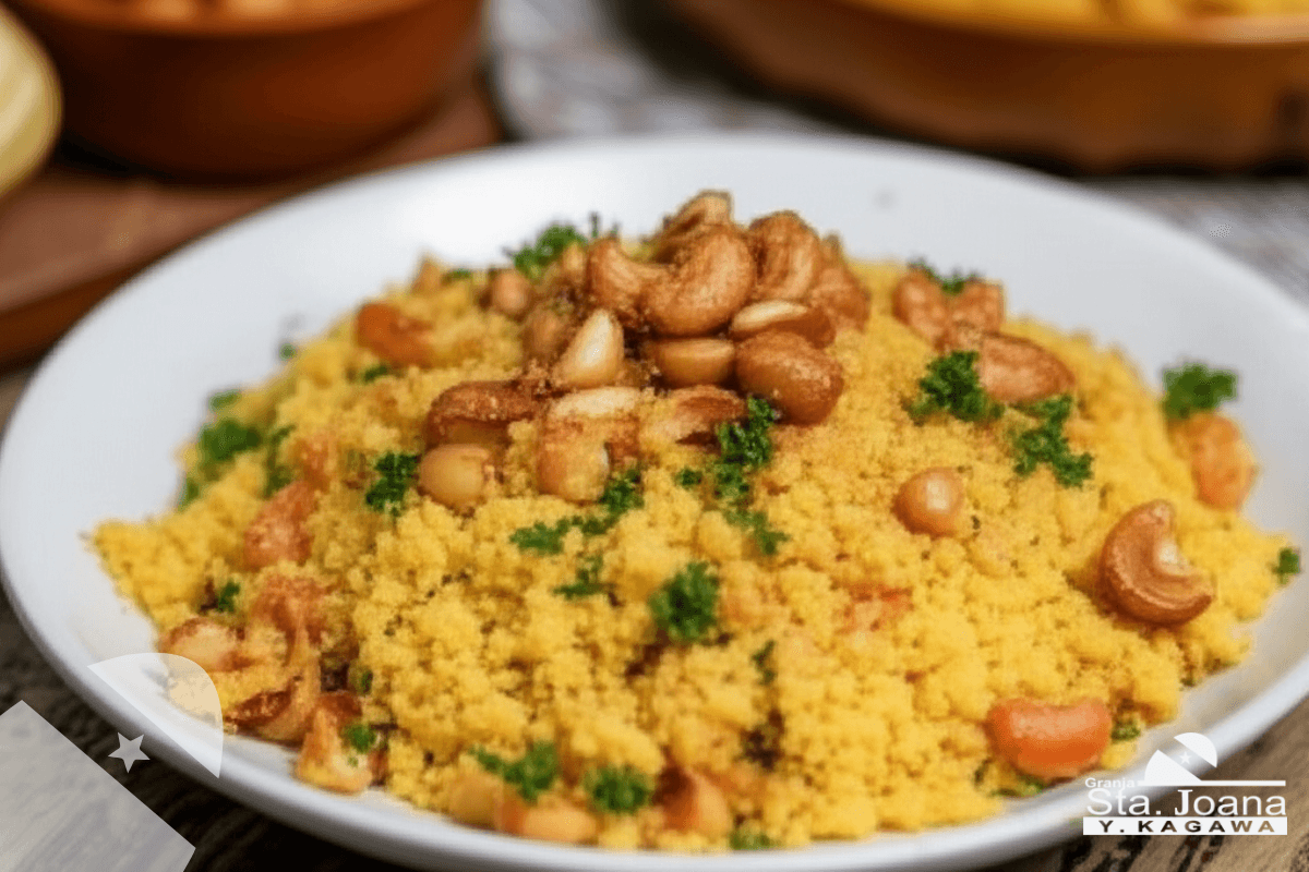 Farofa de Ovos com Castanha-do-Pará e Camarão Seco